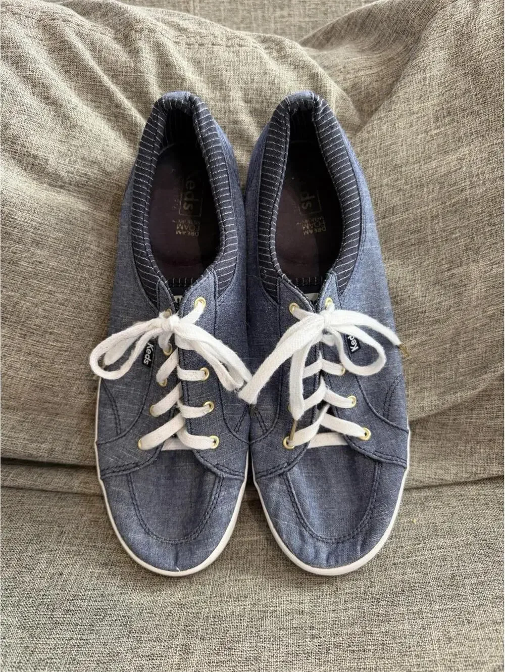 Keds Center Chambray Sneakers Womens Size 11 Denim Lace Up WF59957